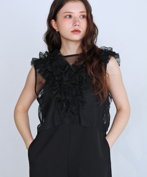 shetila（シェティラ） サロペット オーバーオール チュールベスト付き