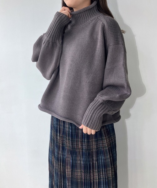 「AS KNOW AS plus」 長袖ニット FREE ダークグリーン レディース_画像2