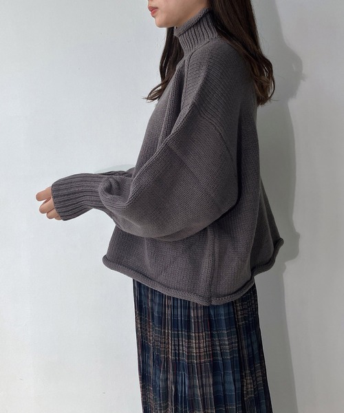 「AS KNOW AS plus」 長袖ニット FREE ダークグリーン レディース_画像3