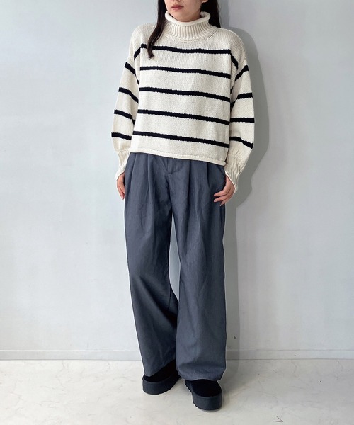 「AS KNOW AS plus」 長袖ニット FREE ダークグリーン レディース_画像5