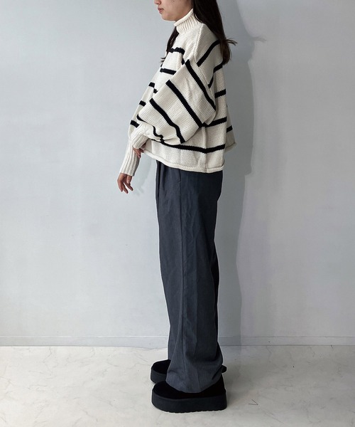 「AS KNOW AS plus」 長袖ニット FREE ダークグリーン レディース_画像7