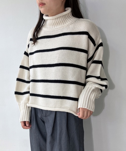 「AS KNOW AS plus」 長袖ニット FREE ダークグリーン レディース_画像8