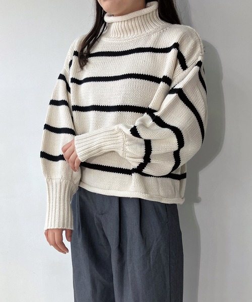 「AS KNOW AS plus」 長袖ニット FREE ダークグリーン レディース_画像9