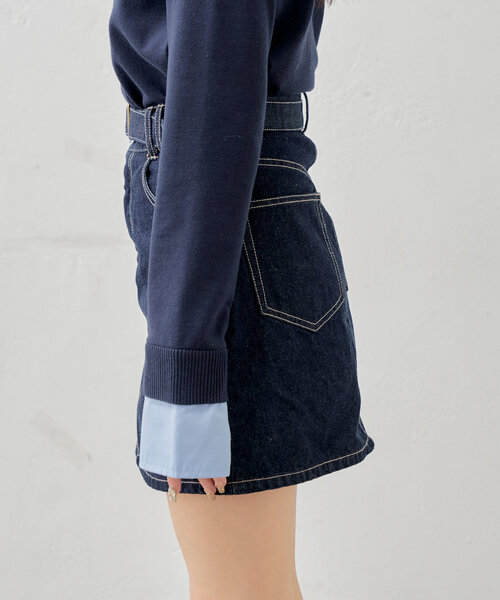 チコ ベルト付きロゴ刺繍台形ミニスカート Chico（チコ）の「【2サイズ展開/セットアップ対応】ベルト付き
