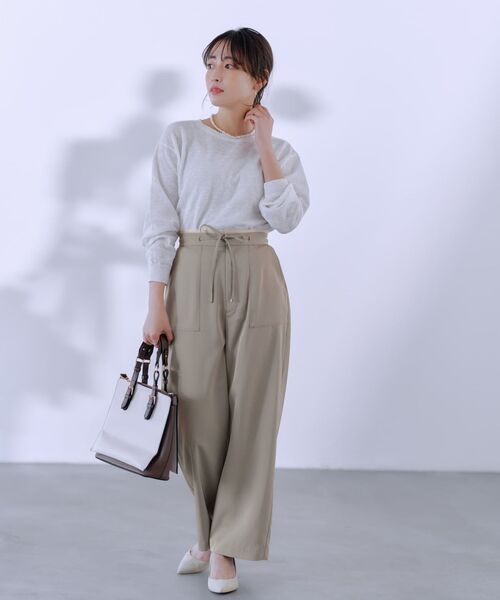 COHINA（コヒナ） パンツ ウエストデザインドロストパンツ 「低身長