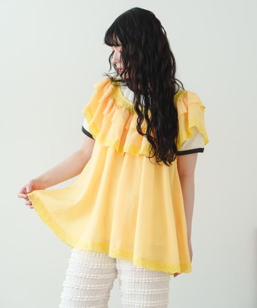 eLur レースフリルチュニック Elura ブラウス シャツ レース刺繍チュニック/572942 レディース