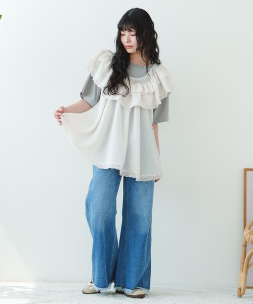 eLur レースフリルチュニック eLur チュニック 「eLur」レースフリルチュニック : ZOZOTOWN
