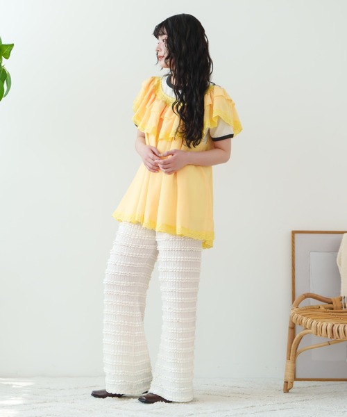 eLur レースフリルチュニック Elura ブラウス シャツ レース刺繍チュニック/572942 レディース
