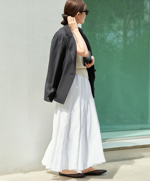 plage glace flare スカート　ホワイト　38 リネン混 plage スカート 「追加」glace flare : ZOZOTOWN Yahoo!店