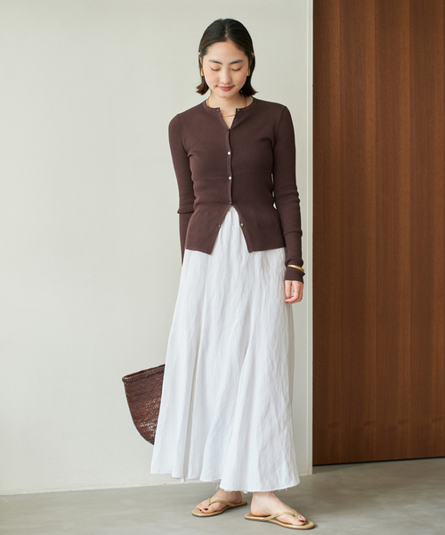 plage glace flare スカート　ホワイト　38 リネン混 plage glace flare スカート ホワイト 38 リネン混 - メルカリ