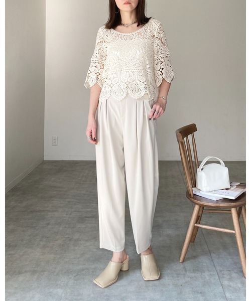 【美品】クロシェ ニット セーター セットアップ アイボリー M クロシェアイボリーニットセットアップ | 韓国/ワンホン