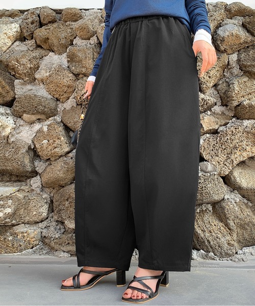 denier コクーンイージーパンツ　エッグパンツ　ウール　グレー パンツ 「着丈が選べる」イージーコクーンパンツ レディース