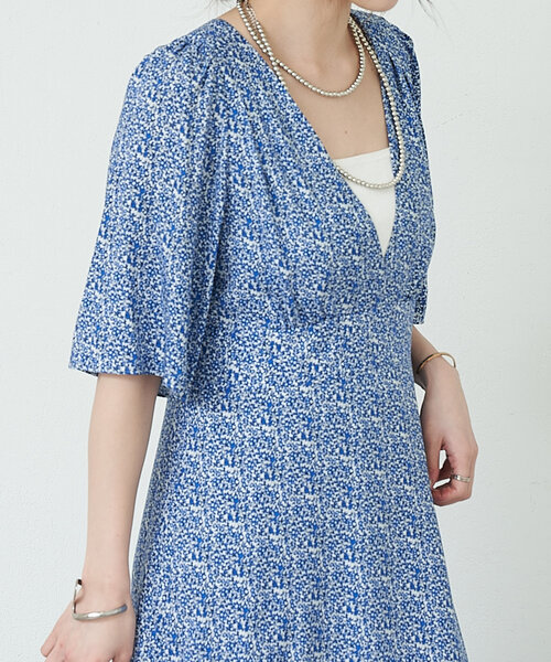 SHENERY ワンピース　新品 SHENERY ワンピース ハイウエスト切替プリントマキシドレス
