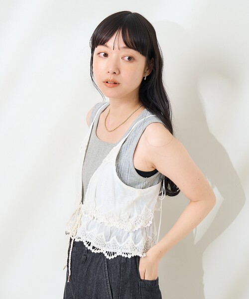 FREAK'S STORE キャミソール インド 3D刺繍キャミ ビスチェ