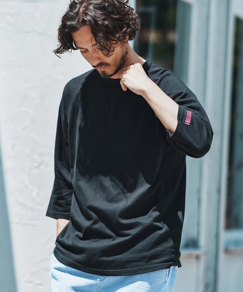 【廃盤 デッドストック】Ruler 極厚刺繍 ラグランスリーブ Tシャツ 2XL felkod（フィルコッド） tシャツ mt9819- Barcode Embroidery Raglan