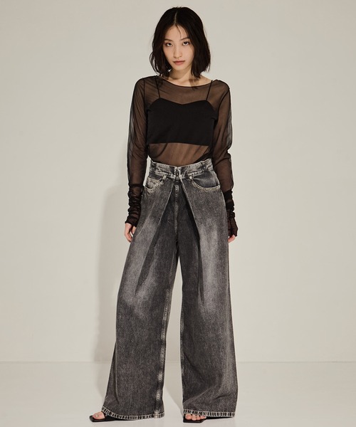 John Lawrence Sullivan デニム ワイド ウォッシュド WASHED DENIM WIDE PANTS | JOHN LAWRENCE SULLIVAN