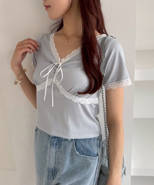 one after another NICE CLAUP tシャツ 「カップ付き」レーステレコ