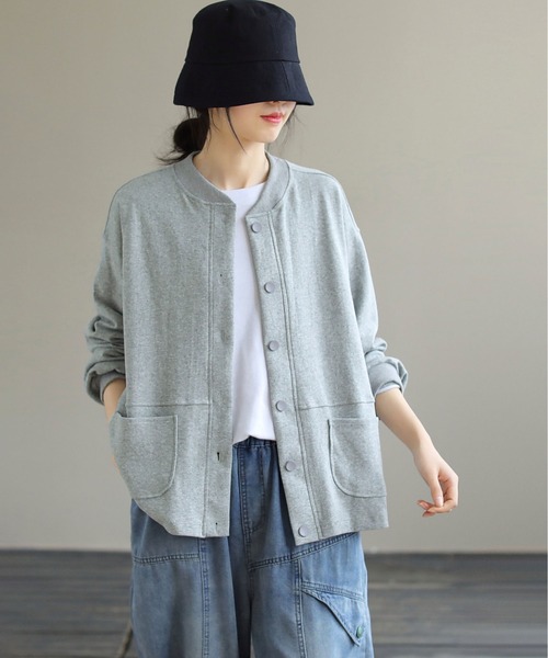 BLANC FICELLE カーディガン 薄手スエット オーバーサイズ ブルゾン