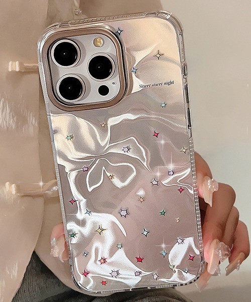 c.u.l スマホケース キラキラ 星 シルバー iPhoneカバー アイフォン