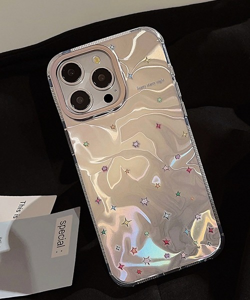 c.u.l スマホケース キラキラ 星 シルバー iPhoneカバー アイフォン