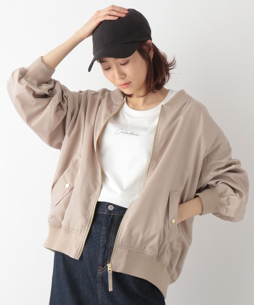 「GLOBAL WORK」 ジップアップブルゾン MEDIUM アイボリー レディース_画像6