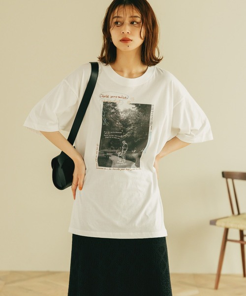 LOULOU STUDIO 売れ筋商品|||ルルー スタジオ Tシャツ トップス レディース T-shirts Green studio CLIP tシャツ アソートフォトスケッチTシャツ レディース