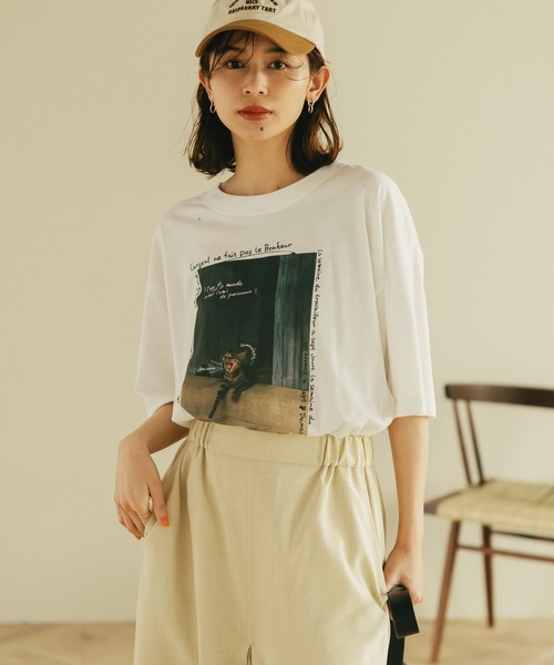 HEBE STUDIO 売れ筋商品|||ヘーベー スタジオ Tシャツ トップス レディース T-shirts Beige studio CLIP tシャツ アソートフォトスケッチTシャツ レディース
