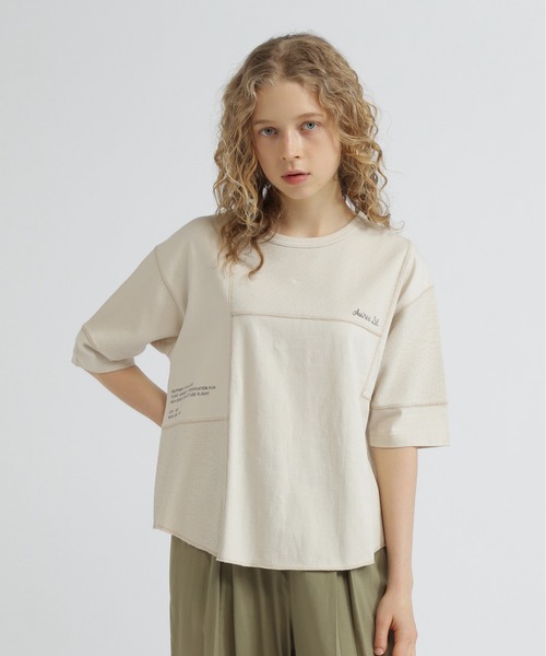 tシャツ 3/4SLEEVE WAFFLE MIX T-SHIRT/ワッフルミックスTシャツ レディース