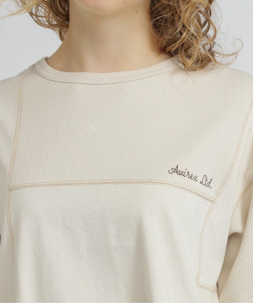 tシャツ 3/4SLEEVE WAFFLE MIX T-SHIRT/ワッフルミックスTシャツ レディース WOMAN》3/4SLEEVE WAFFLE MIX T-SHIRT/ワッフルミックスTシャツ