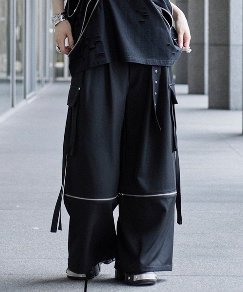 ヤコ 2点セット パンツL + チェーン Ellno Loset カーゴパンツ 「狐独」2wayハカマコードカーゴ