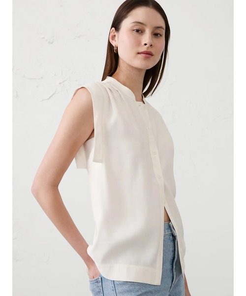 ブラウス シャツ BANANA REPUBLIC FACTORY STORE　　ツイル ボタントップ レディース