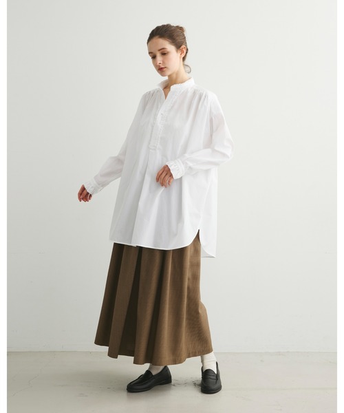 [Traditional Weatherwear] длинный рукав блуза X-SMALL белый женский 