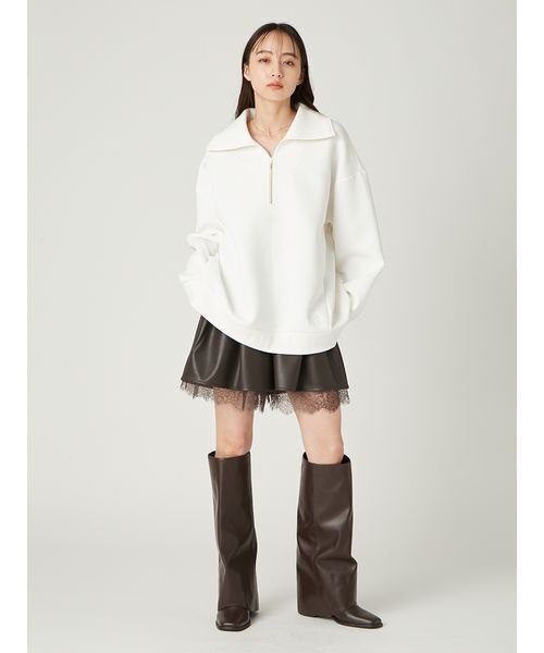 FRAY I.D パンツ レースヘムレザーライクショートパンツ
