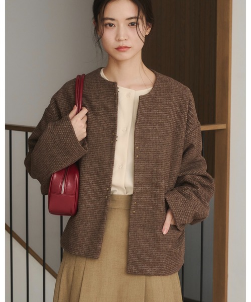 sale ☆ 未使用　コトリワークス ノーカラージャケット モカブラウン moi tytto（モイテュット） ジャケット ノーカラージャケット