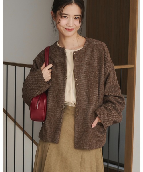 moi tytto ノーカラーボアミドルコート moi tytto（モイテュット）の「ノーカラーボアミドルコート（ノー