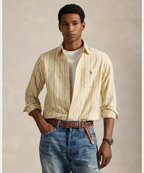 新品 ラルフローレン ボタンダウン 長袖シャツ 140 イエロー Ralph Lauren オールドラルフローレン CLASSIC FIT 長袖シャツ