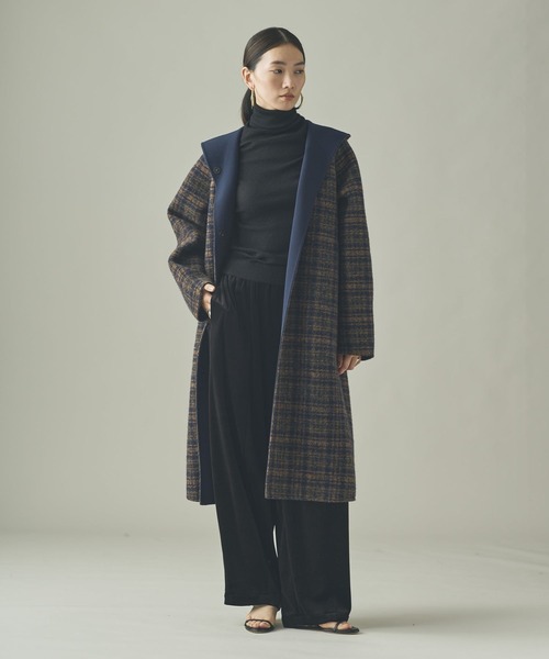 Curensology チェックコート フード付き Curensology（カレンソロジー） コート チェスターコート /「CSG