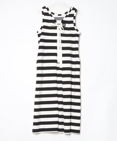 machatt ボーダー柄ノースリーブワンピース FREE ホワイト レディース