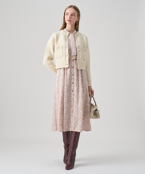【ANAYI】極美品＊チューリッププリント フレアワンピース ベージュ36 アナイ ANAYI 25SS チューリッププリントフレアワンピース ロング 38