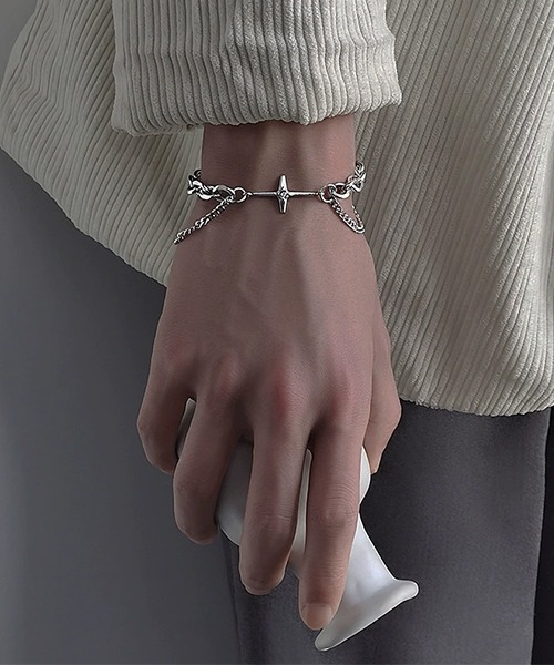 B.I.D. ブレスレット 「Bz」シルバー二連チェーンモチーフブレスレット