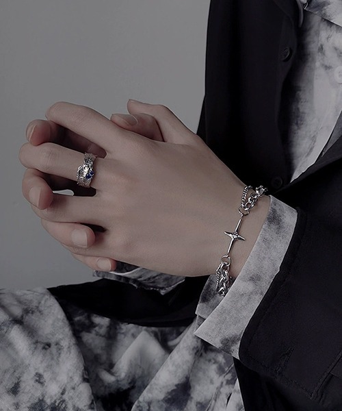 B.I.D. ブレスレット 「Bz」シルバー二連チェーンモチーフブレスレット