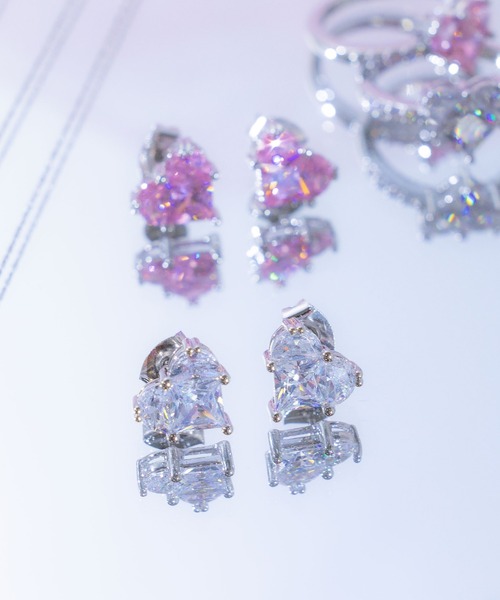 【極美品】ハート型クリスタルピアス JILL by JILL STUART（ジルバイジルスチュアート） ピアス Cubic