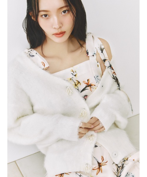 FRAY I.D（フレイ・アイディー） カーディガン パールリボンシャギー