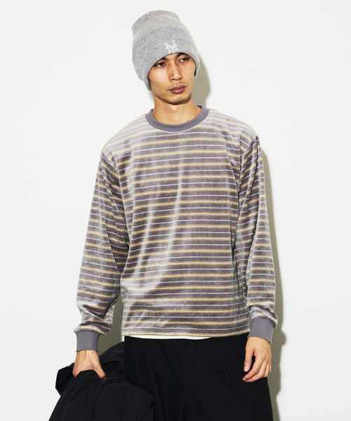 ジャーナルスタンダード（JOURNAL STANDARD）/ベロア マイクロ ボーダー クルーネック ロンT JOURNAL STANDARD（ジャーナルスタンダード） tシャツ ベロア マイクロ