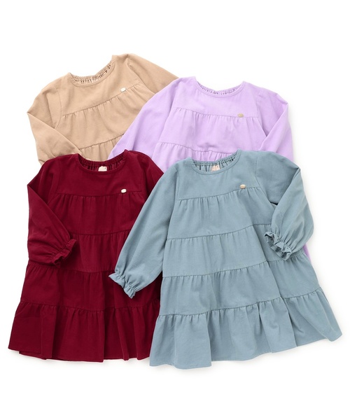 petit main ワンピース コーデュロイティアードワンピース キッズ 子供 