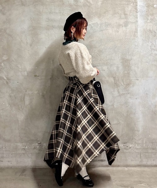 フィント（FINT）/【洗える】ランダムヘムチェックスカート F i.n.t（フィント） スカート ランダムヘムチェックスカート