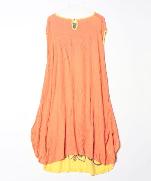 「Amina」 花柄半袖ワンピース - イエロー レディース_画像2