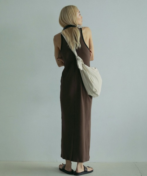 「anuke」 ノースリーブワンピース 36inch ゴールド レディース_画像5