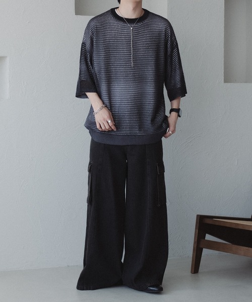 epnok 7分袖ニット SMALL グレイッシュブルー メンズ : ZOZOTOWN Yahoo