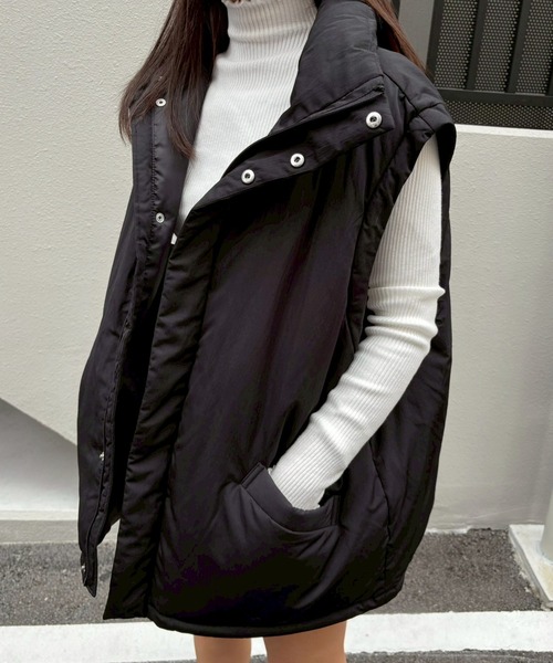 ダウンコート ダウンジャケット 2WAYリボンスリーブ中綿ジャケット